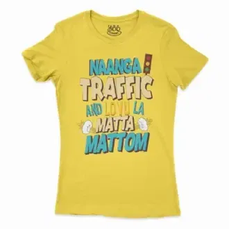 Naanga Traffic And Lovu La Matta Mattom Women’s T-Shirt in Solid Vibrant Yellow Color