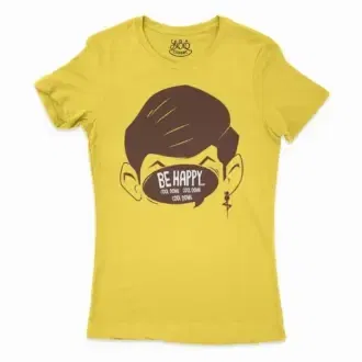 Be Happy, Cool Down, Cool Down, Cool Down Women’s T-Shirt in Solid Vibrant Yellow Color