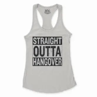 Straight Outta Hangover Women's Racerback Tank in Solid White Color
