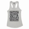 Straight Outta Vada Chennai Women's Racerback Tank in Solid White Color