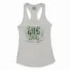 Patch Work Women's Racerback Tank in Solid White Color