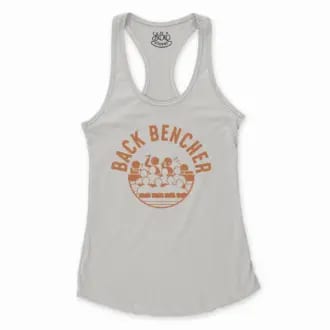 Back Bencher Women's Racerback Tank in Solid White Color