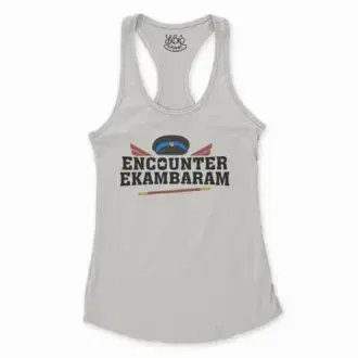 Encounter Ekambaram Women's Racerback Tank in Solid White Color