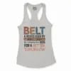 Belt A Device Women's Racerback Tank in Solid White Color