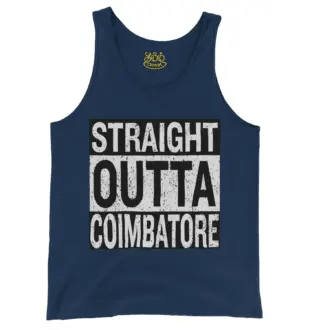 Straight Outta Coimbatore Men/Unisex Tank Top in True Navy Color