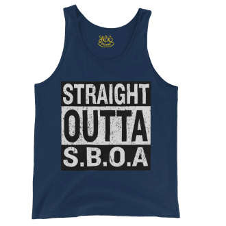 Straight Outta Sboa Men/Unisex Tank Top in True Navy Color