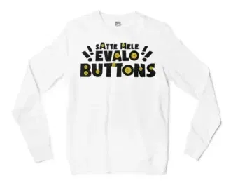 Satte Mele Evalo Buttons Men/Unisex Long Sleeve T-Shirt in White Color