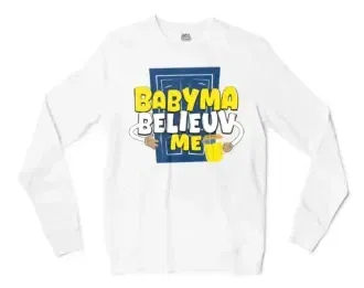 Babyma Belieuv Me Men/Unisex Long Sleeve Sweatshirt in White Color