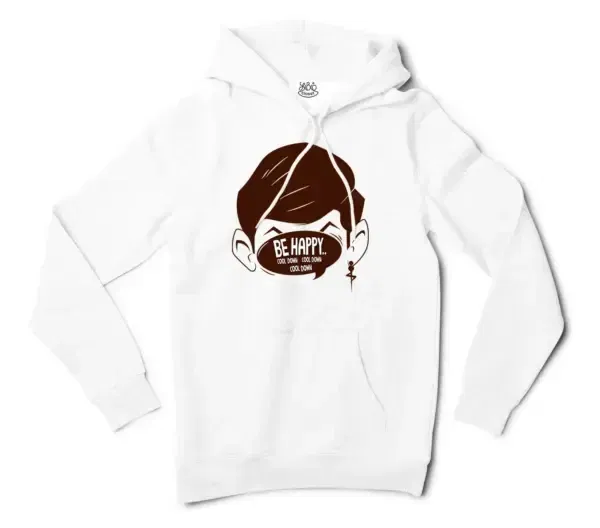 Be Happy, Cool Down, Cool Down, Cool Down Men/Unisex Hoodie in White Color