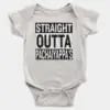 Straight Outta Pachaiyappa's Short Sleeve Baby Onesie in White Color