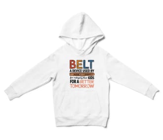 Belt A Device Unisex Youth Hoodie in White Color