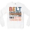 Belt A Device Men/Unisex Long Sleeve Sweatshirt in White Color