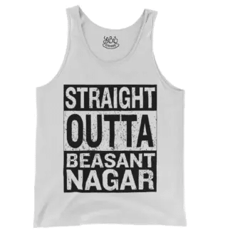 Straight Outta Beasant Nagar Men/Unisex Tank Top in White Color