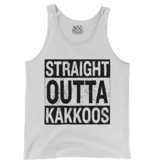 Straight Outta Kakkoos Men/Unisex Tank Top in White Color