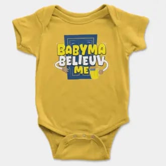 Babyma Belieuv Me Short Sleeve Baby Onesie in Yellow Color