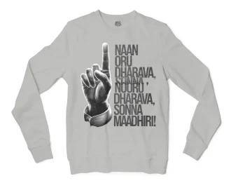 Naan Oru Dharava Sonna, Nooru Dharava Sonna Maadhiri (Black) Men/Unisex Long Sleeve T-Shirt in Ash Color