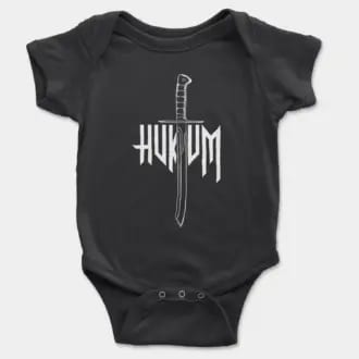 Hukum Short Sleeve Baby Onesie in Black Color