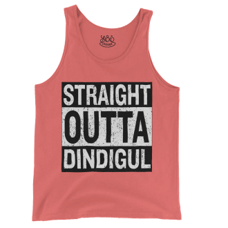 Straight Outta Dindigul Men/Unisex Tank Top in Bright Salmon Color