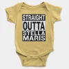 Straight Outta Stella Maris Short Sleeve Baby Onesie in Butter Color