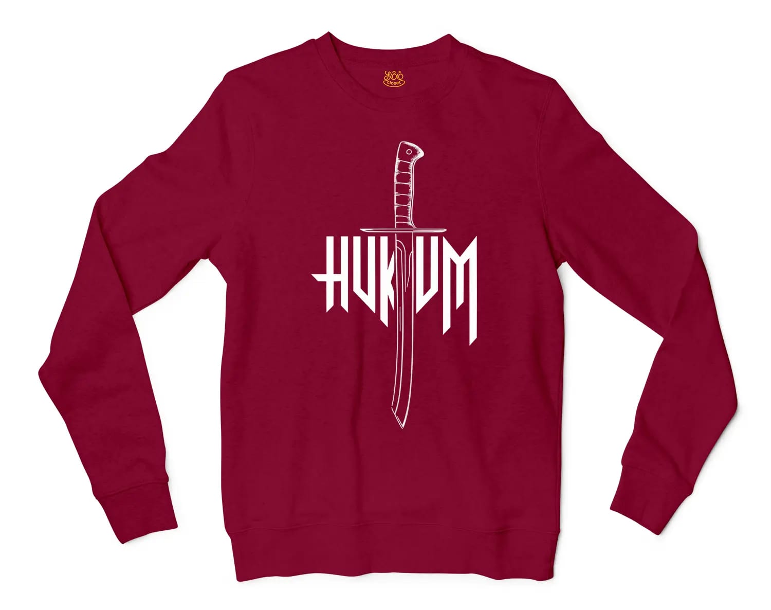 Hukum Men/Unisex Long Sleeve T-Shirt in Cardinal Red Color
