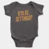 Kya Re, Settinga Short Sleeve Baby Onesie in Charcoal Color