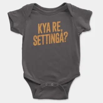 Kya Re, Settinga Short Sleeve Baby Onesie in Charcoal Color