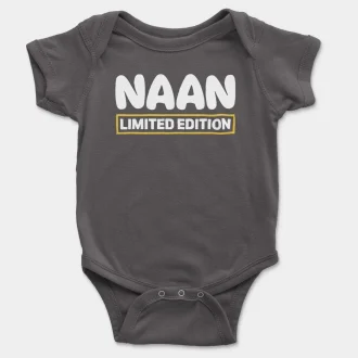 Naan Limited Edition Short Sleeve Baby Onesie in Charcoal Color