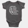 Inni Naan Pora Paadha, Singha Paadhai Short Sleeve Baby Onesie in Charcoal Color