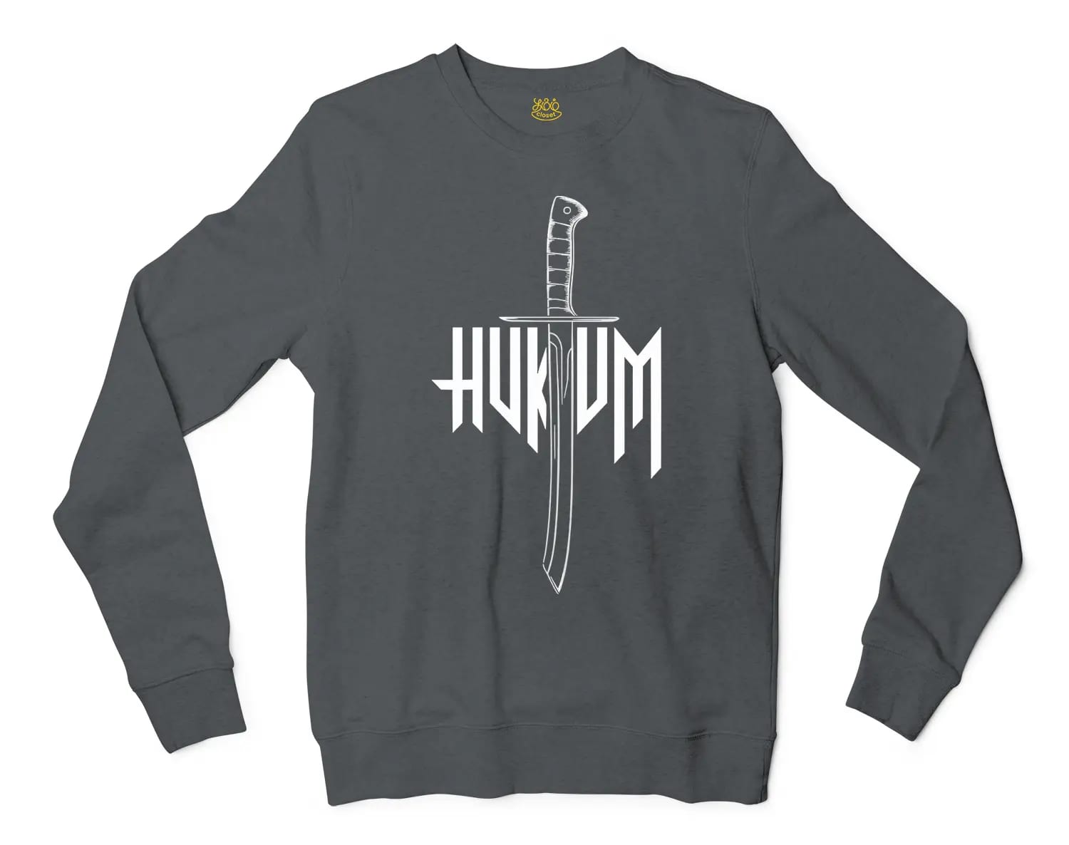 Hukum Men/Unisex Long Sleeve T-Shirt in Dark Heather Color