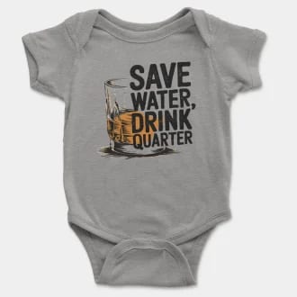 Save Water Drink Quarter Short Sleeve Baby Onesie in Heather Color