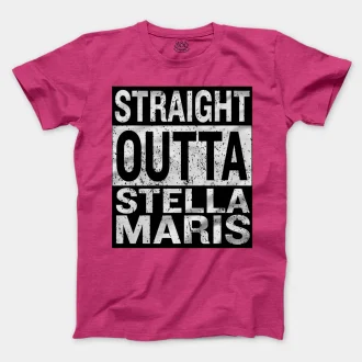 Straight Outta Stella Maris Men/Unisex T-Shirt in Heather Heliconia Color