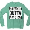 Straight Outta Marina Men/Unisex Long Sleeve Sweatshirt in Heather Sport Dark Green Color