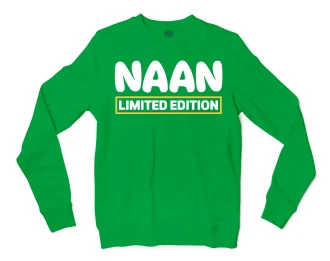 Naan Limited Edition Men/Unisex Long Sleeve Sweatshirt in Irish Green Color