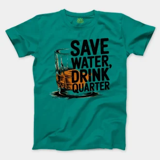 Save Water Drink Quarter Men/Unisex T-Shirt in Jade Dome Color