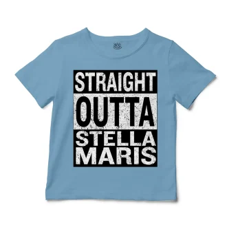 Straight Outta Stella Maris Unisex Toddler T-Shirt in Light Blue Color