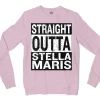 Straight Outta Stella Maris Men/Unisex Long Sleeve Sweatshirt in Light Pink Color
