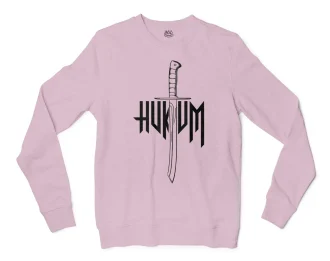 Hukum (Black) Men/Unisex Long Sleeve Sweatshirt in Light Pink Color