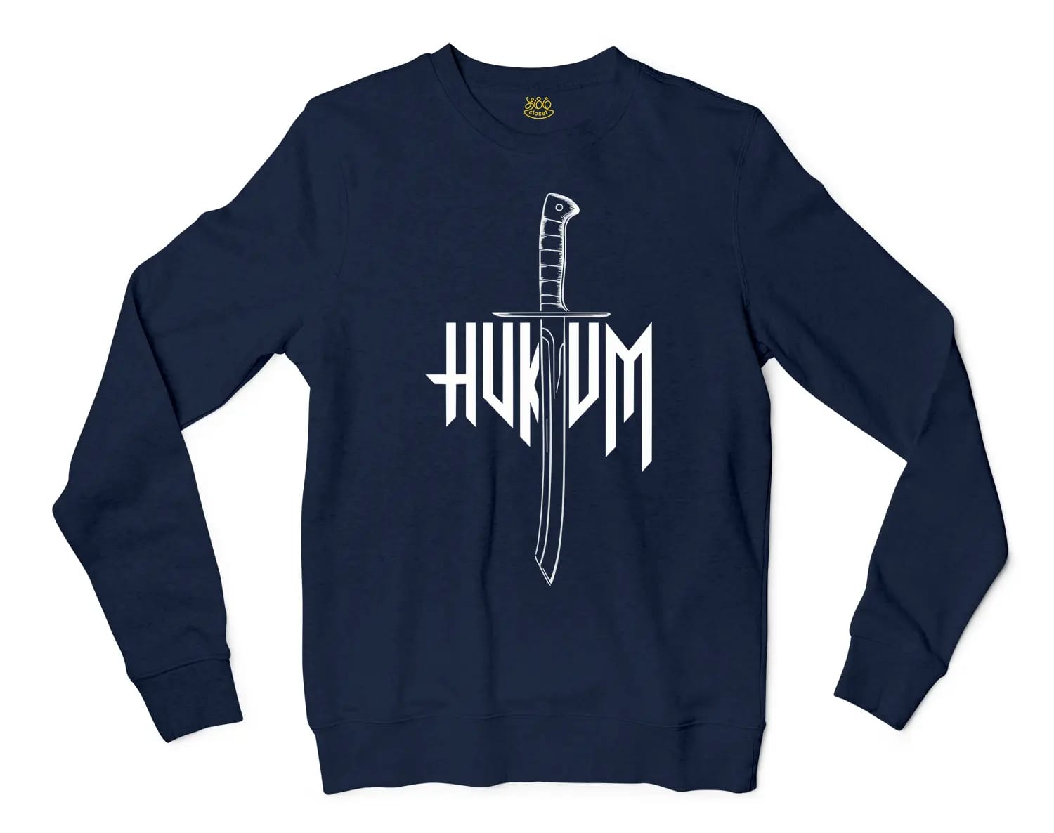 Hukum Men/Unisex Long Sleeve T-Shirt in Navy Color