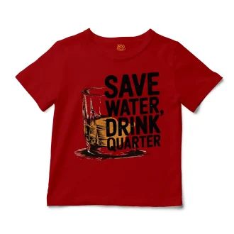 Save Water Drink Quarter Unisex Toddler T-Shirt in Red Color