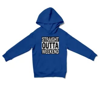 Straight Outta Weekend Unisex Youth Hoodie in Royal Color