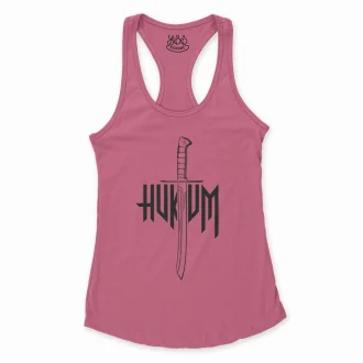 Hukum (Black) Women's Racerback Tank in Solid Hot Pink Color
