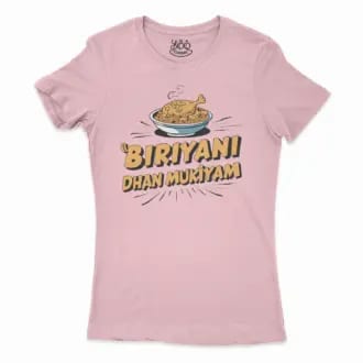 Biriyani Dhan Mukiyam Women's T-Shirt in Solid Light Pink Color