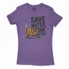 Save Water Drink Quarter Women's T-Shirt in Solid Purple Rush Color