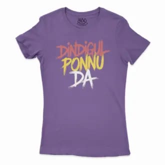 Dindigul Ponnu Da Women's T-Shirt in Solid Purple Rush Color