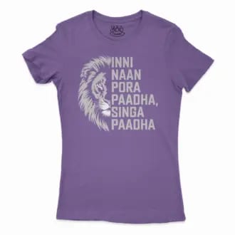 Inni Naan Pora Paadha, Singha Paadhai Women's T-Shirt in Solid Purple Rush Color