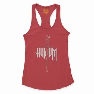 Hukum Women's Racerback Tank in Solid Red Color