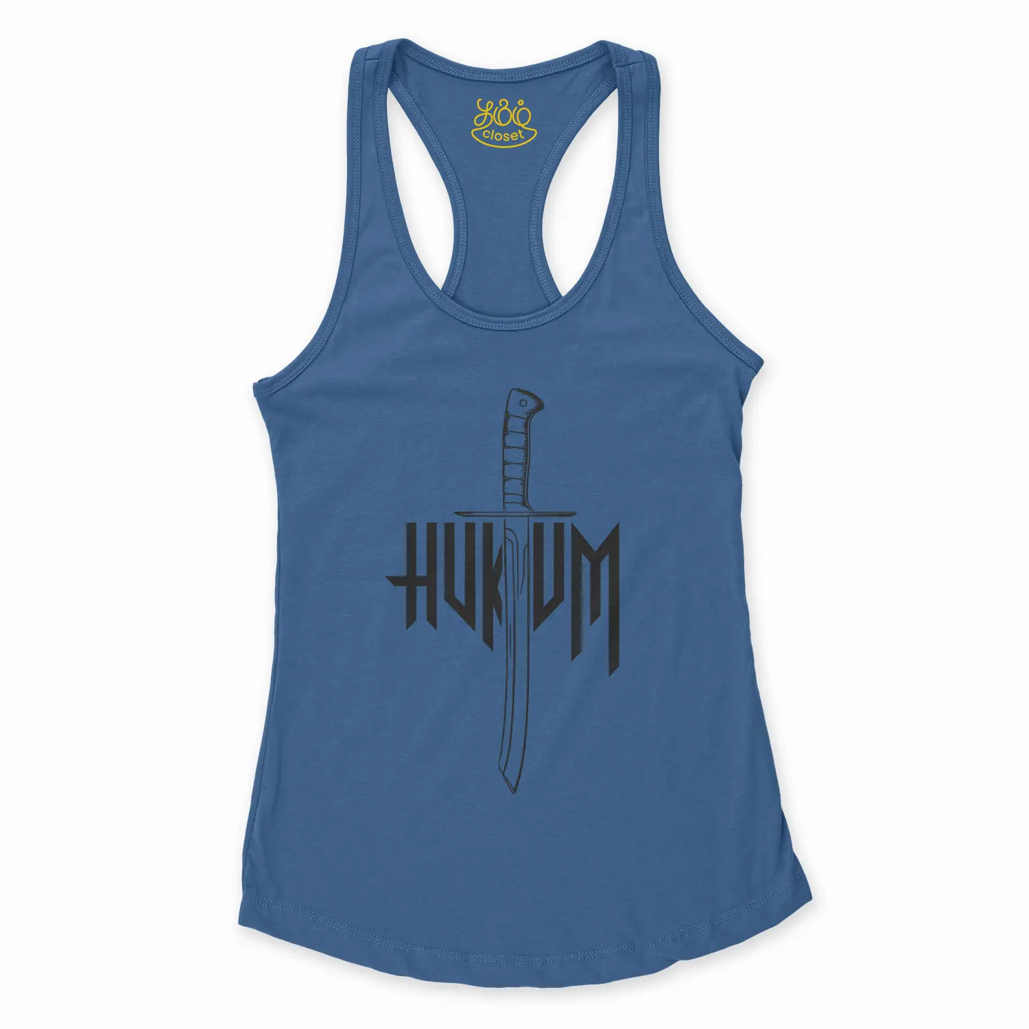 Hukum (Black) Women's Racerback Tank in Solid Royal Color