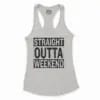 Straight Outta Weekend Women's Racerback Tank in Solid White Color