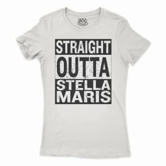 Straight Outta Stella Maris Women's T-Shirt in Solid White Color