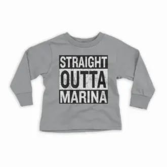 Straight Outta Marina Youth Unisex Sweatshirt in Sport Grey Color